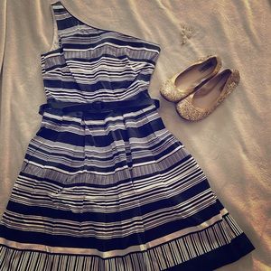 Striped one shoulder dress